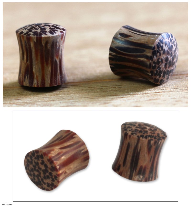 Wood ear plugs, "Leopard"