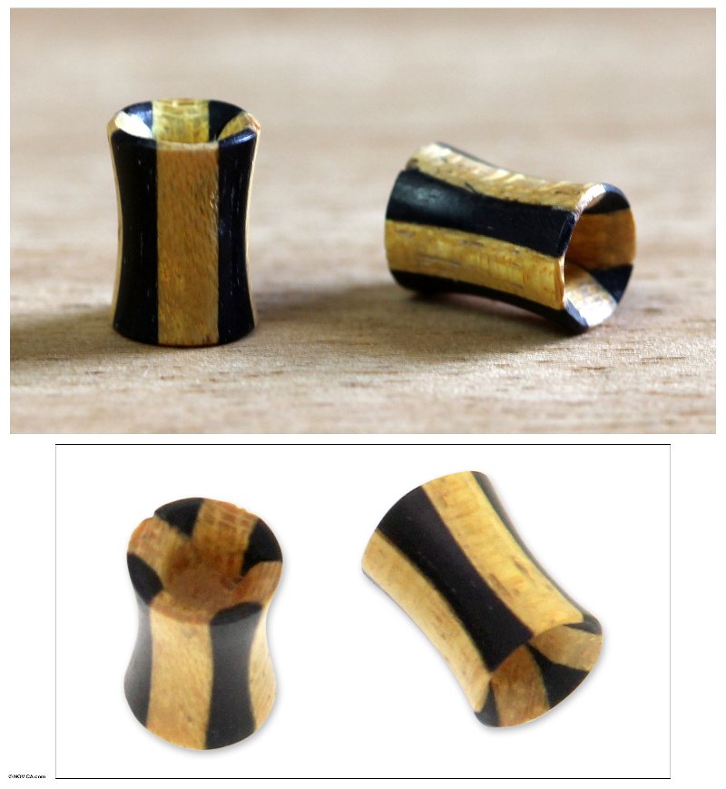 Wood ear plugs, "Natural Duality"