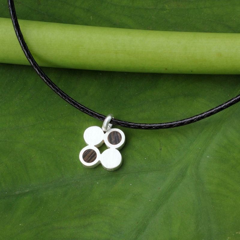 Modern Thai Wood Inlay Men's Necklace, "For Nature"