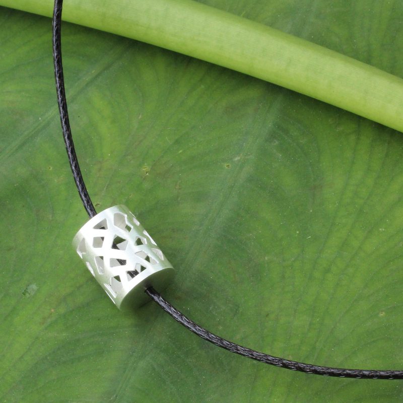 Modern Men's Necklace with Sterling Silver, "Forest Shadow"