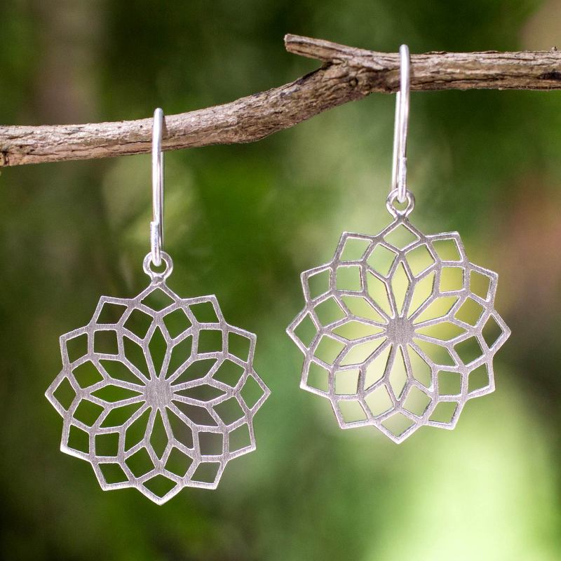Women's Sterling Silver Earrings from Thai Artisan Jewelry, "Thai Sparklers"