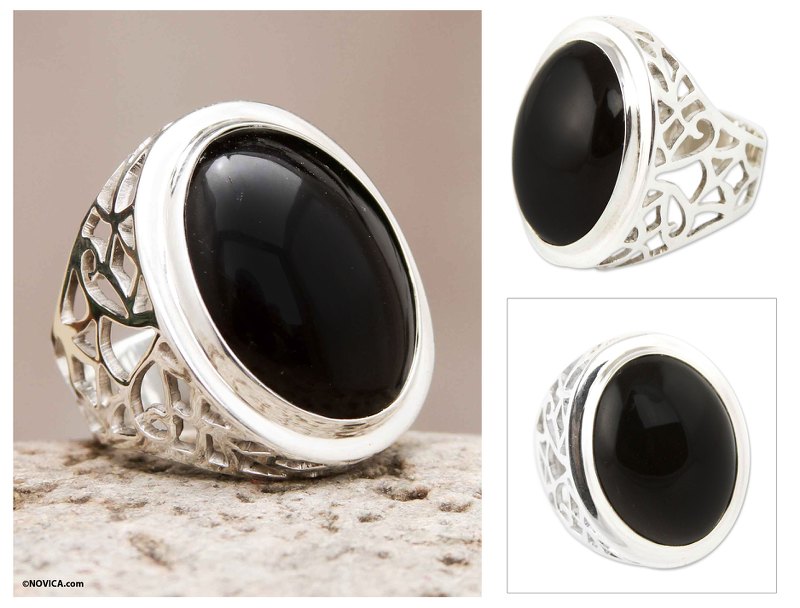 Obsidian Ring Sterling Silver Artisan Jewelry, "Lima Soul"