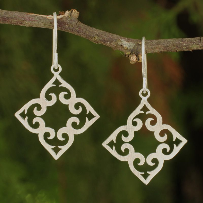 Handcrafted Sterling Silver Dangle Earrings, "Kaleidoscope Hearts"