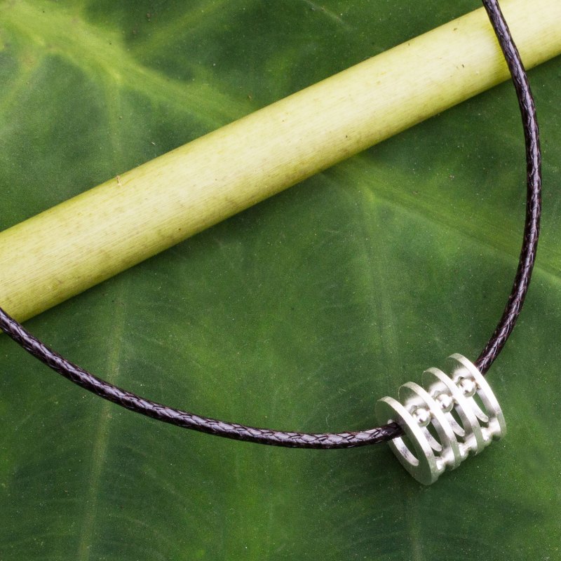 Original Men's Sterling Silver Pendant Necklace, "Modern Abacus"