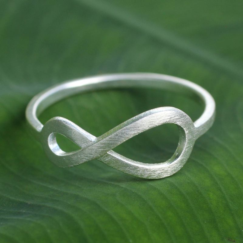 Women's Brushed Sterling Silver Infinity Symbol Ring, "Into Infinity"