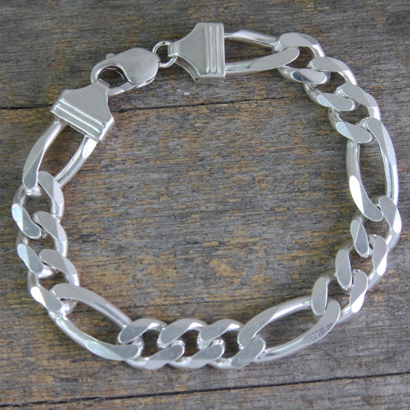 Artisan Crafted Men's Sterling Silver Link Bracelet, "Bold Man"