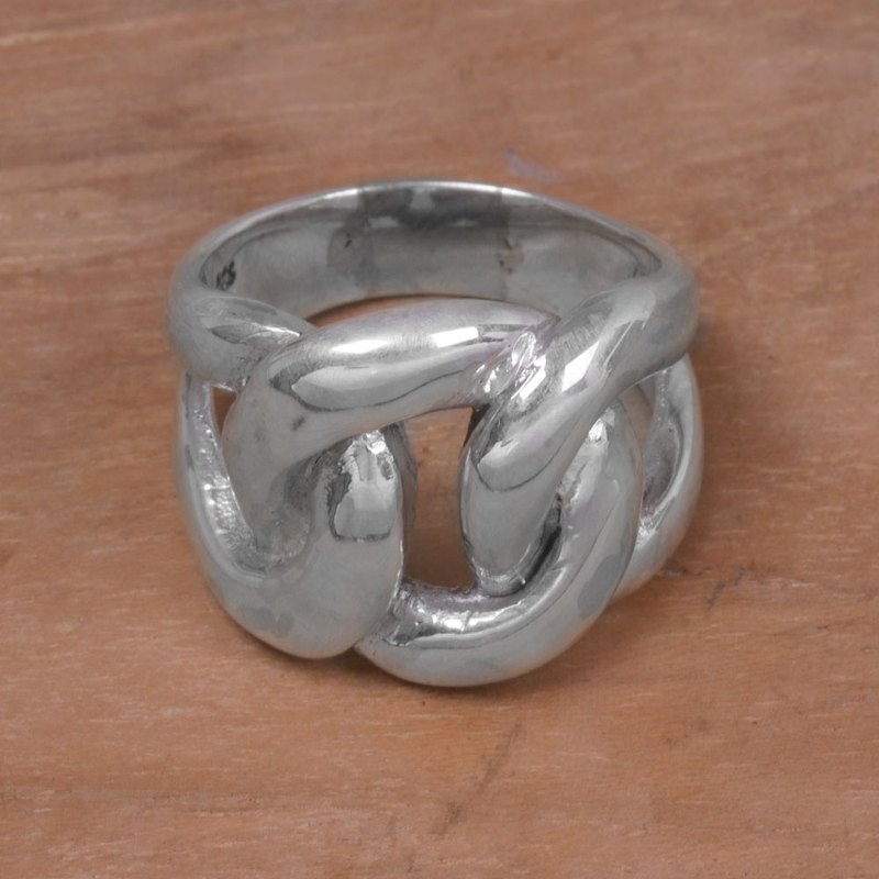925 Sterling Silver Unisex Cocktail Ring from Indonesia, "Bold and Brave"