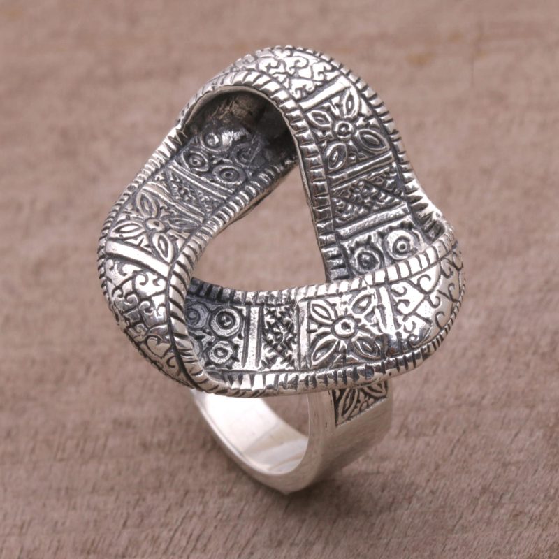 925 Sterling Silver Infinity Cocktail Ring from Bali, "Infinite Songket"