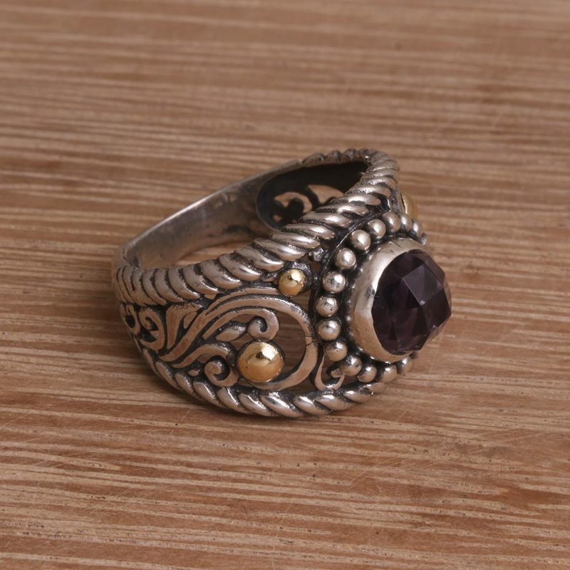 18k Gold-Accented Silver and Amethyst Cocktail Ring, "Destiny Calls"