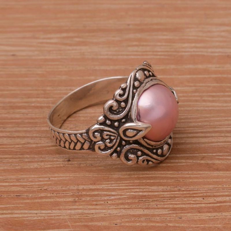 925 Sterling Silver Freshwater Cultured Pearl Cocktail Ring, "Bali Refinement"