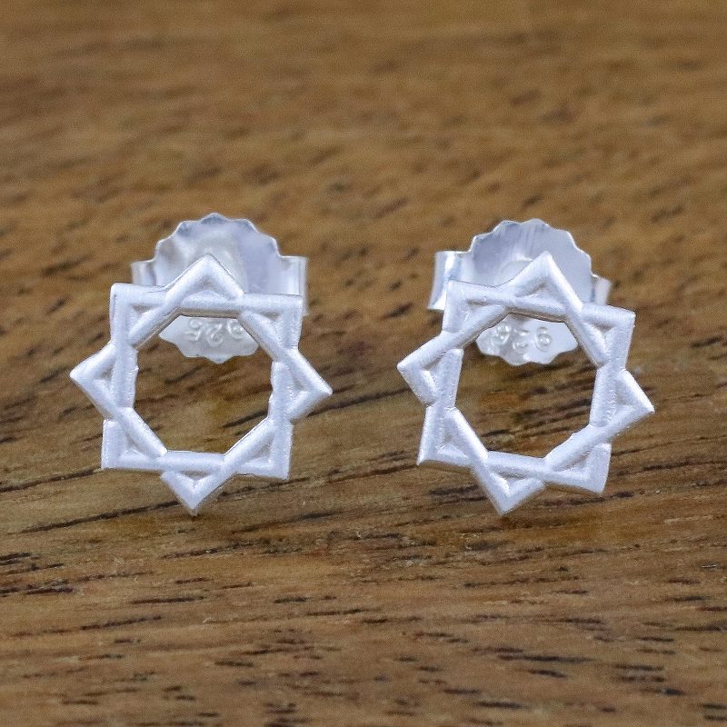 Star of Lakshmi Sterling Silver Stud Earrings, "Star of Lakshmi"