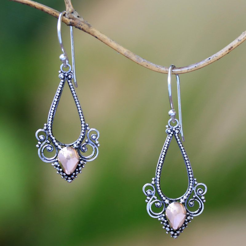 18K Gold Accent Sterling Silver Dot Motif Dangle Earrings, "Shimmering Elegance"