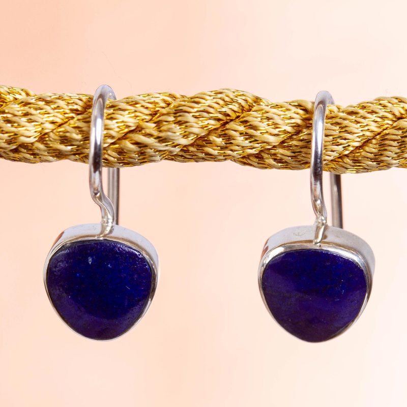 Taxco Lapis Lazuli Drop Earrings from Mexico, "Gleaming Gems"