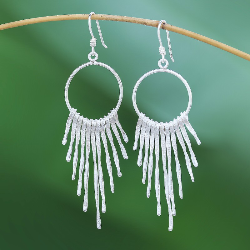 Twisted Karen Silver Waterfall Earrings from thailand, "Cool Cascade"