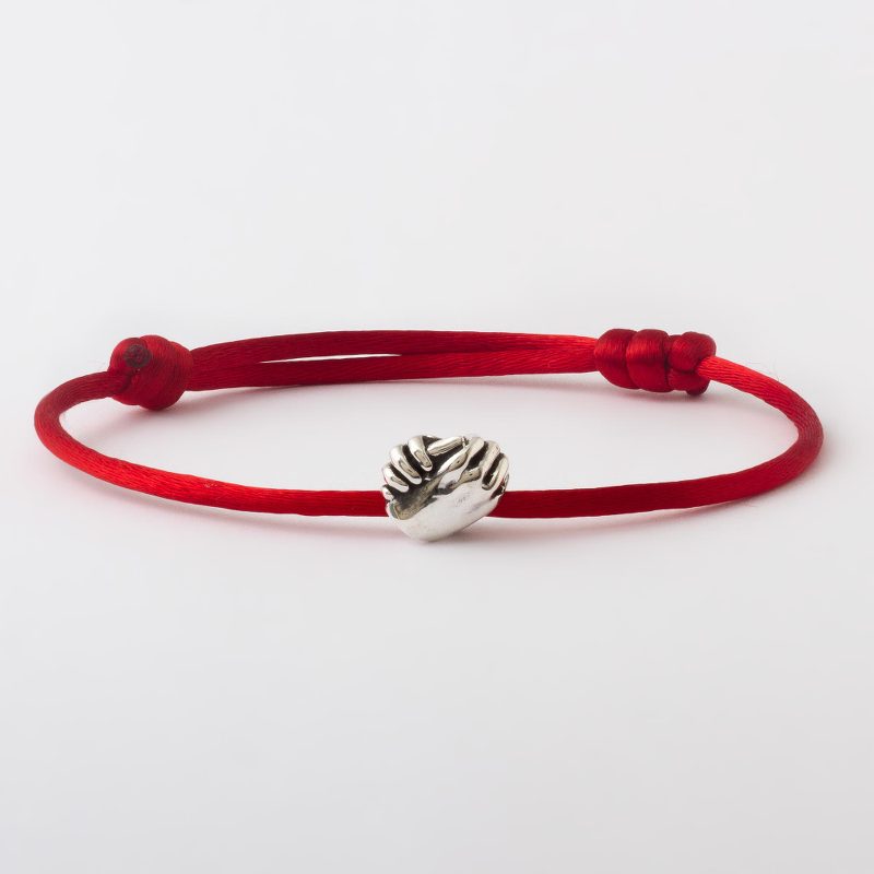 Andean Handmade Sterling Silver Red Cord Unity Bracelet, "Together in Everything"