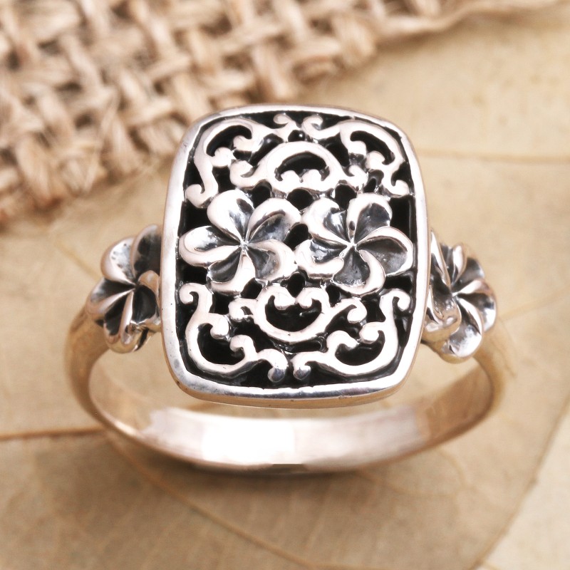 Sterling Silver Floral-Motif Cocktail Ring, "Favorite Blossom"