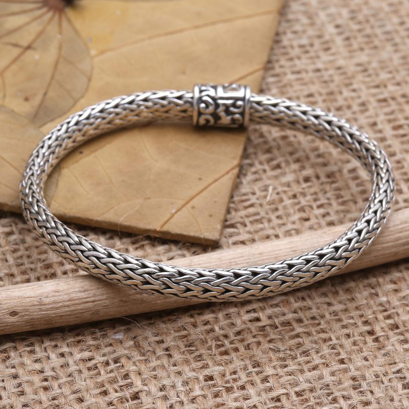 Men's Sterling Silver Chain Bracelet, "Kingly Style"