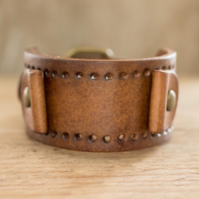 Brown Faux Leather Bracelet for Men, "Tamarindo Trend in Brown"