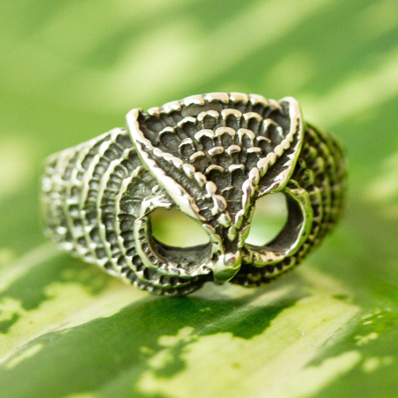 Owl Motif Men's Ring, "Owl's Gaze"
