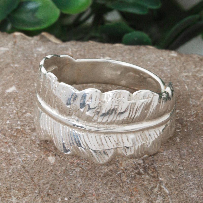 925 Sterling Silver Leaf Motif Ring From Taxco, "Wraparound Leaf"