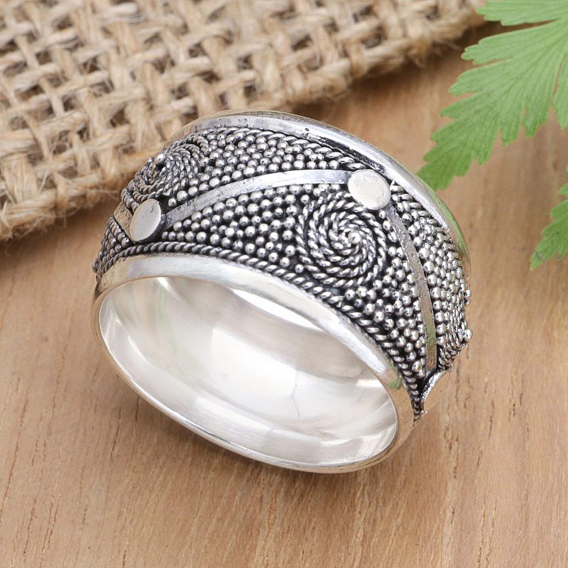 Modern Sterling Silver Band Ring with Speckled Pattern, "Speckled Future"