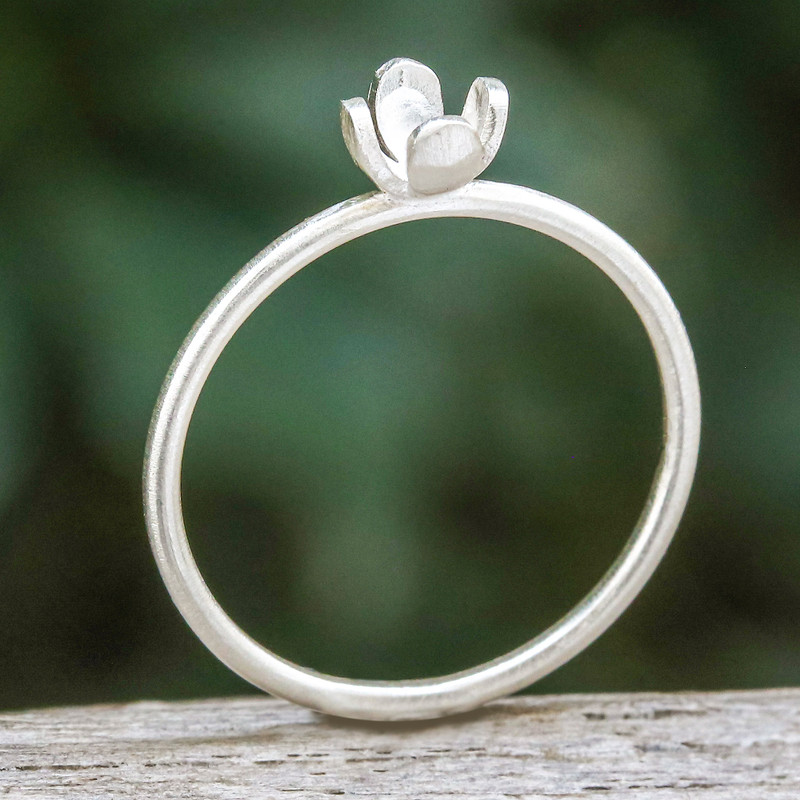 Sterling Silver Floral Cocktail Ring in a Matte Finish, "Spring in Heaven"