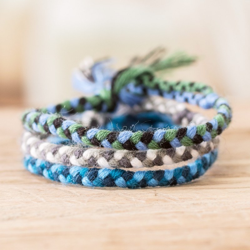 3 Men's Braided Friendship Bracelets from Guatemala, "Unity Makes Strength"
