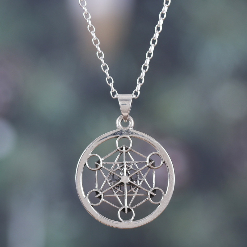 Modern Men's Sterling Silver Pendant Necklace from India, "Contemporary Splendor"