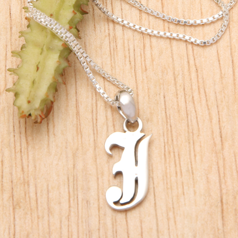 Polished Sterling Silver Letter J Pendant Necklace from Bali, "Letter J"