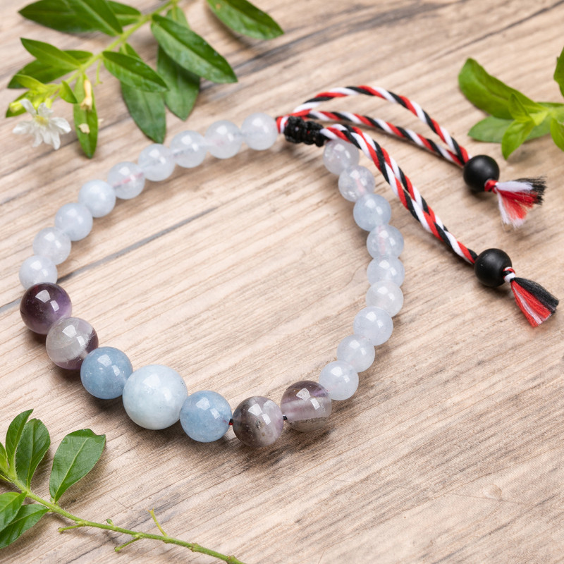 Blue Men's Yoga Tridatu Multi-Gemstone Pendant Bracelet, "Tridatu Purity"