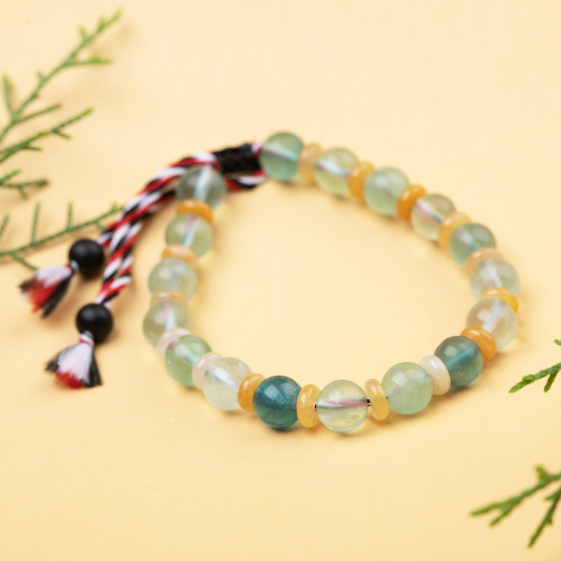 Adjustable Yoga Tridatu Fluorite Onyx Beaded Men's Bracelet, "Tridatu Tranquility"