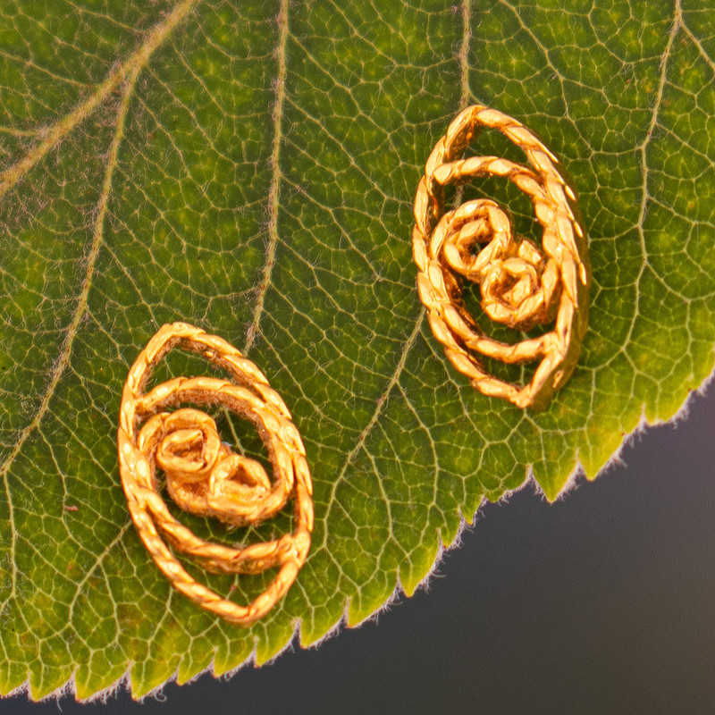 18k Gold-Plated Eye-Shaped Stud Earrings with Braid Motifs, "Royal Mysticism"