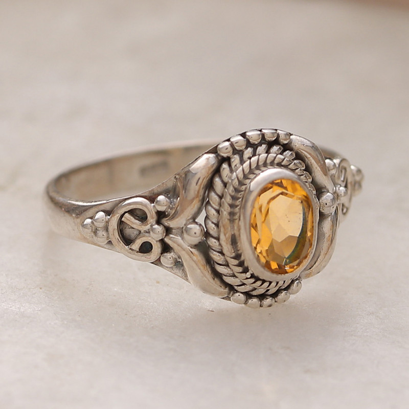 One-Carat Oval Citrine and Sterling Silver Cocktail Ring, "Prosperous Traditions"
