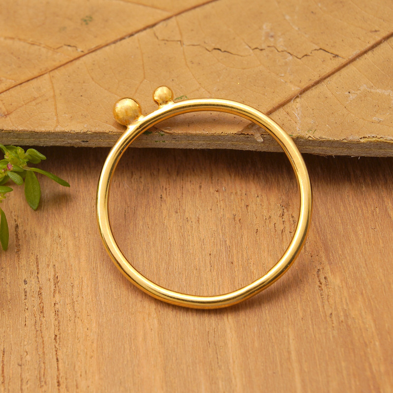 18k Gold-Plated Minimalist Band Ring from Indonesia, "Shimmering Splendor"
