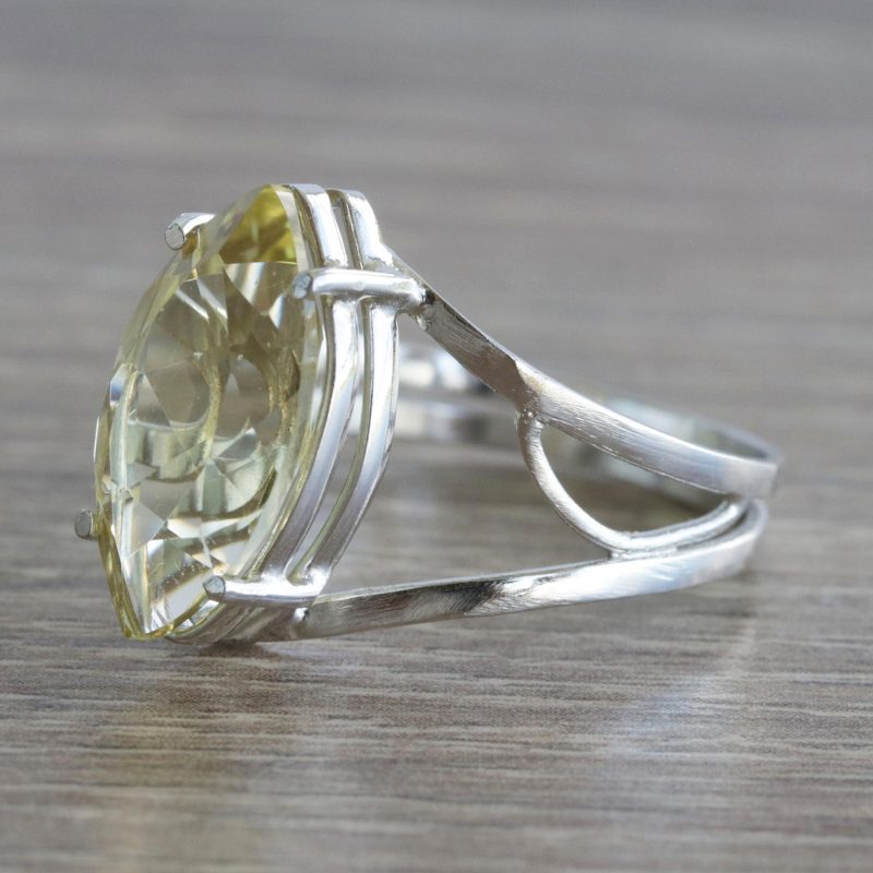 Wrap Style Ring with Lemon Quartz, "Glimpse of Spring"