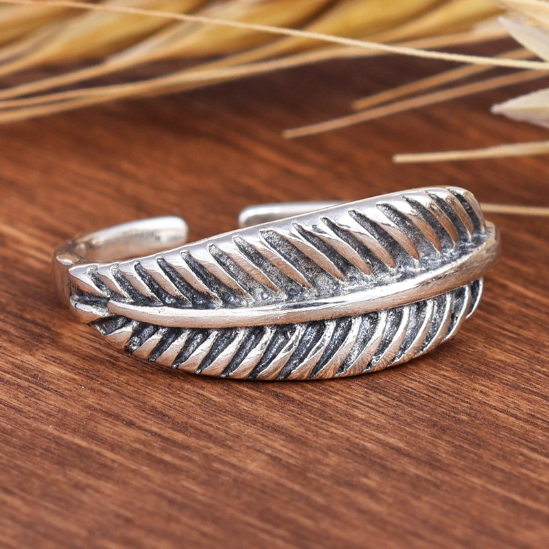 925 Silver Leaf Wrap Ring with Oxidized & Polished Finishes, "Eternal Inspiration"