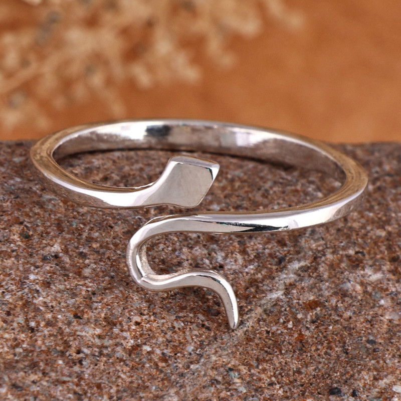 Modern Sterling Silver Snake Wrap Ring with Polished Finish, "Snake Splendor"
