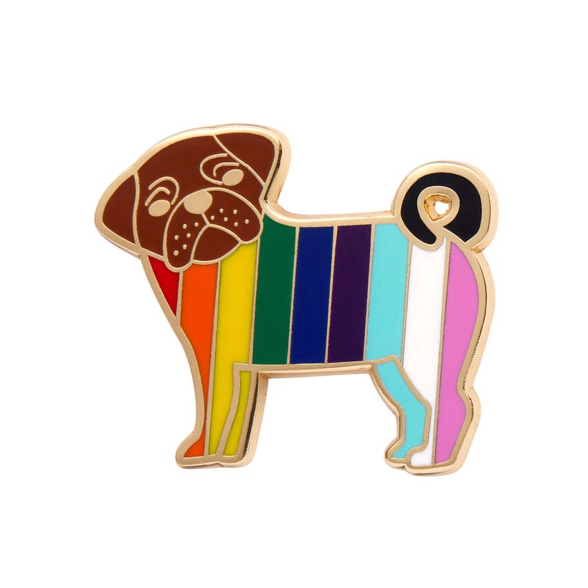 Pebbles the Progressive Pug Enamel Pin By Erstwilder
