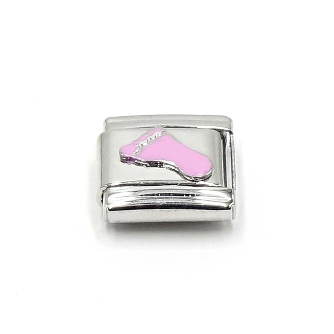Pink Enamel Footprint Italian Charm