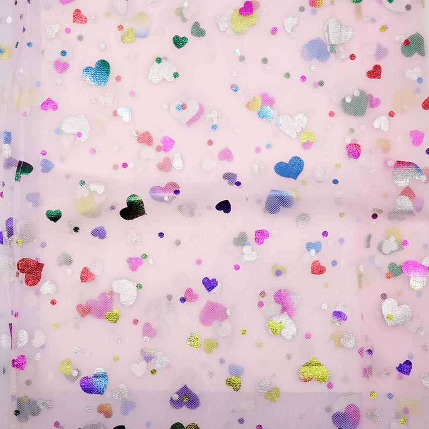 Pink Mesh And Rainbow Hearts Hair Scarf By Unique Vintage
