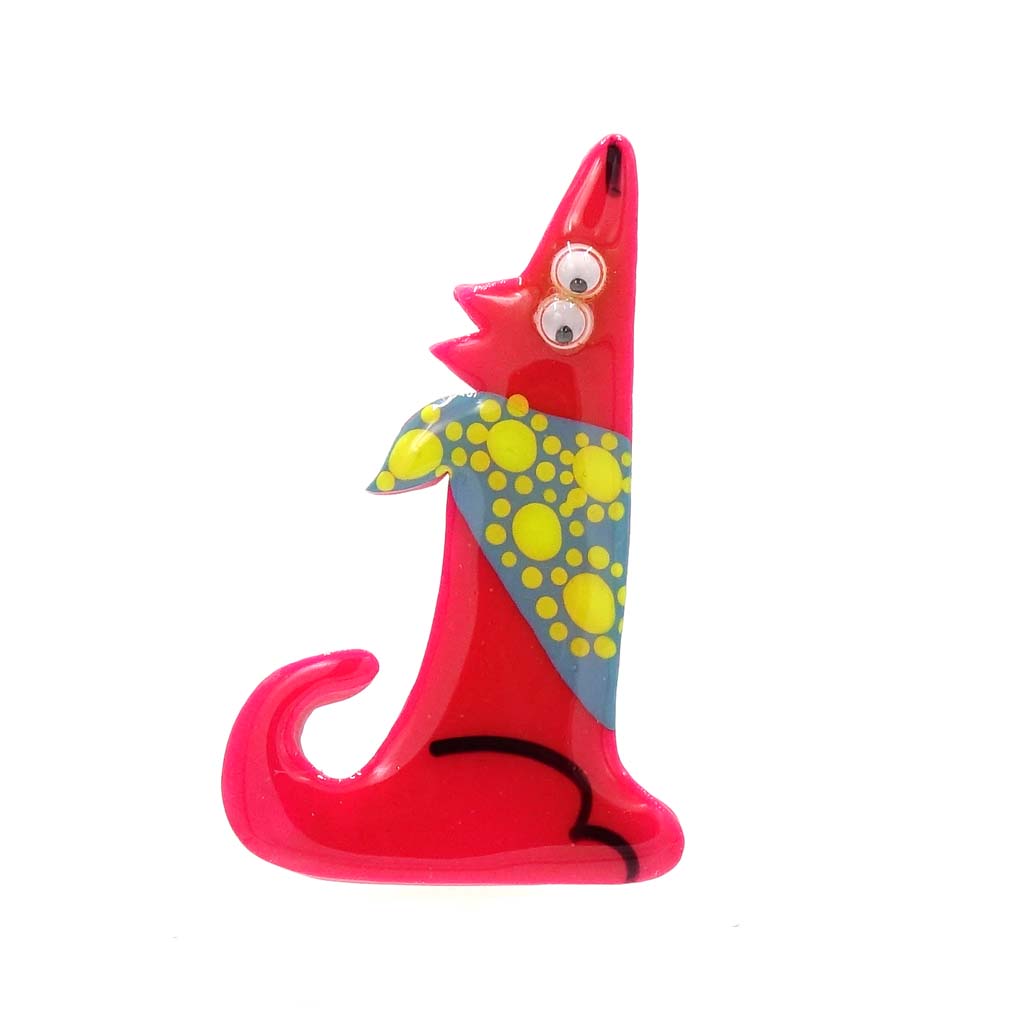 Vintage Polymer Clay Googly Eyed Dog Pin