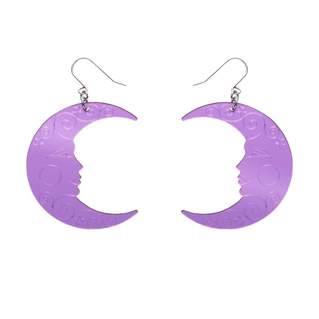 Purple Moon Mirror Drop Earrings By Erstwilder