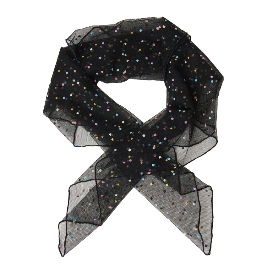 Black And Rainbow Dot Hair Scarf By Unique Vintage