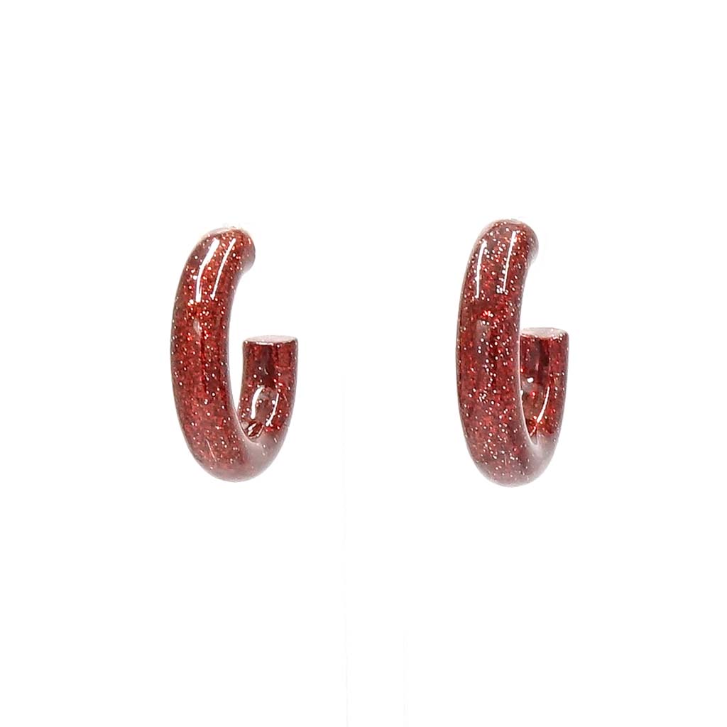 Red Glitter Hoop Earrings
