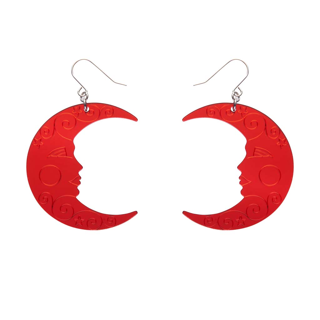Red Moon Mirror Drop Earrings By Erstwilder