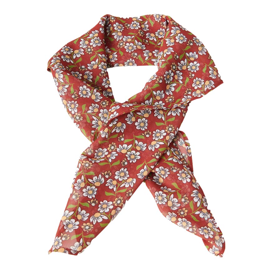 Rust And Daisy Print Hair Scarf By Unique Vintage