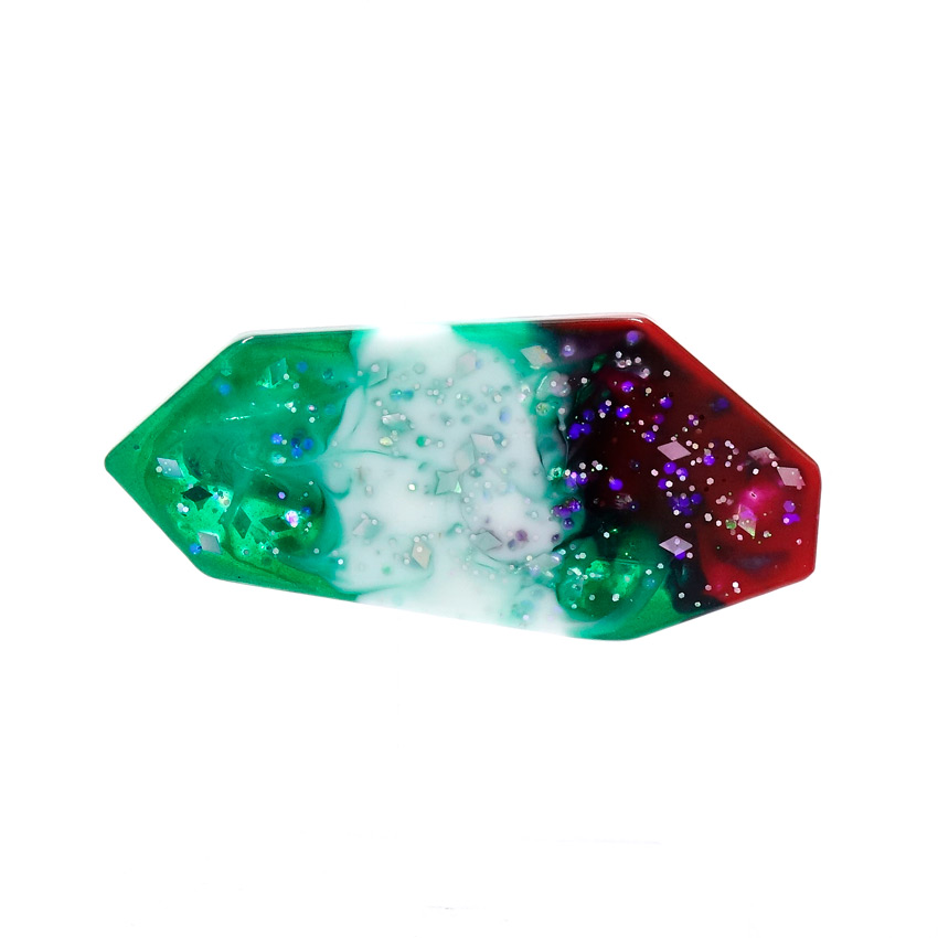 Red White And Green Abstract Hair Clip - One Of A Kind!