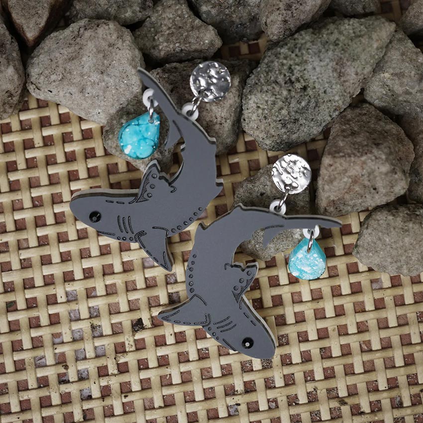 Shark Earrings By Lost Kiwi Designs