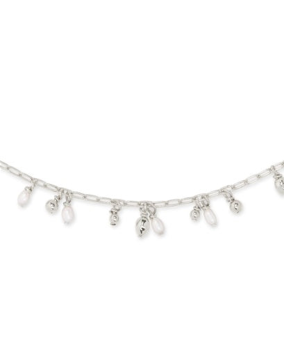 Mollie Choker Necklace Silver White Pearl Jewelry Set