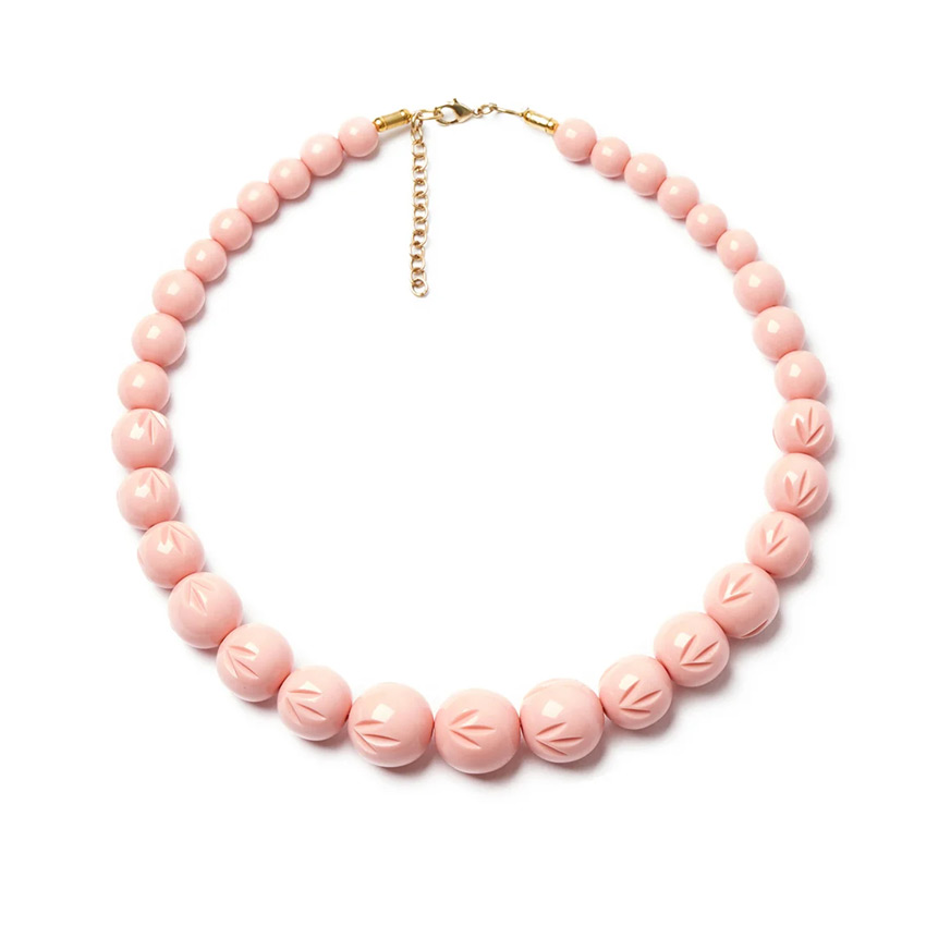 Shell Heavy Carved Bead Necklace By Splendette